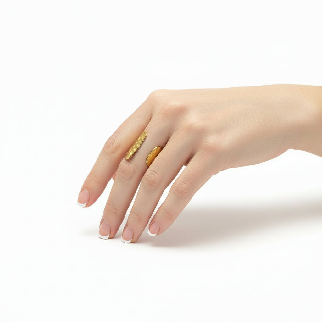 Beaten Cuff Ring - Gold Stainless Steel - Shopthatapp.ca