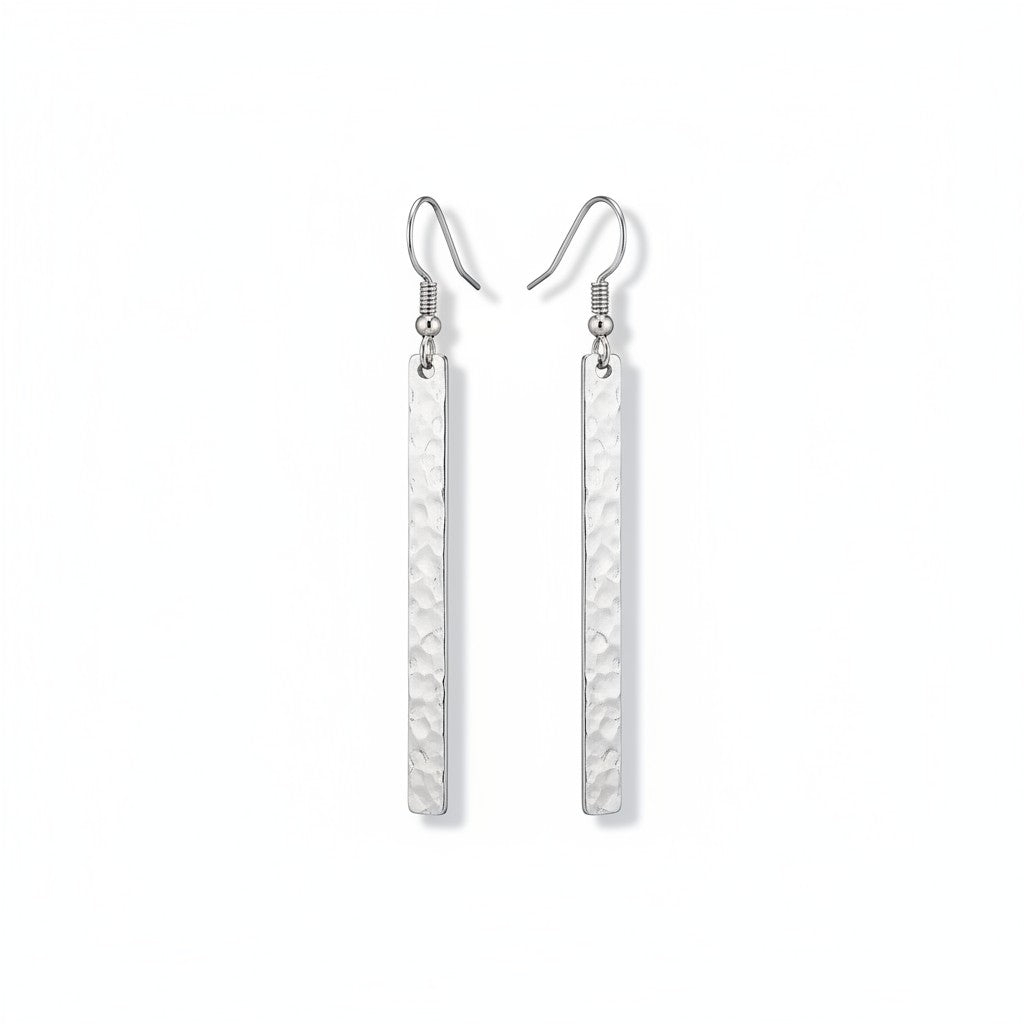 Metal Bar Earrings Silver - Elegant Minimalist Design - Shopthatapp.ca