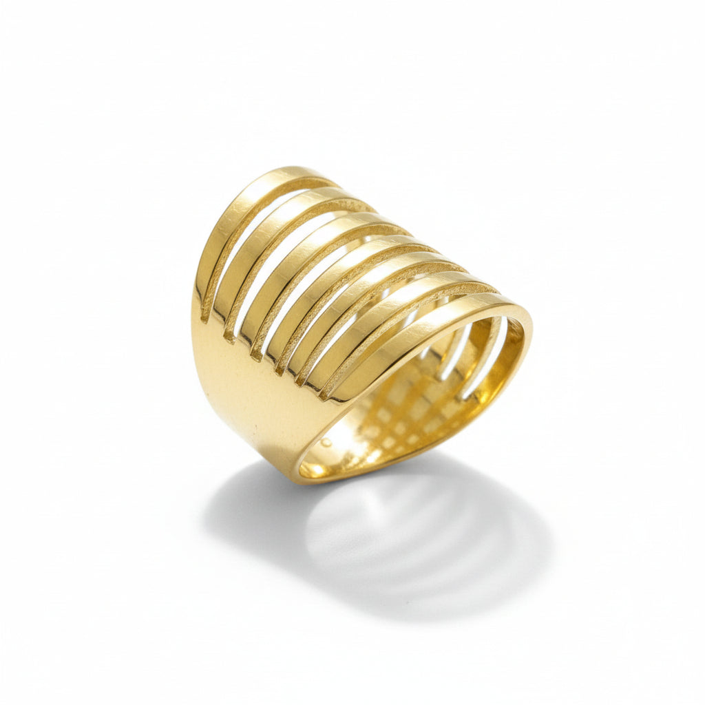 Multi Strand Gold Ring - Elegant Gold Stainless Steel Design - Shopthatapp.ca