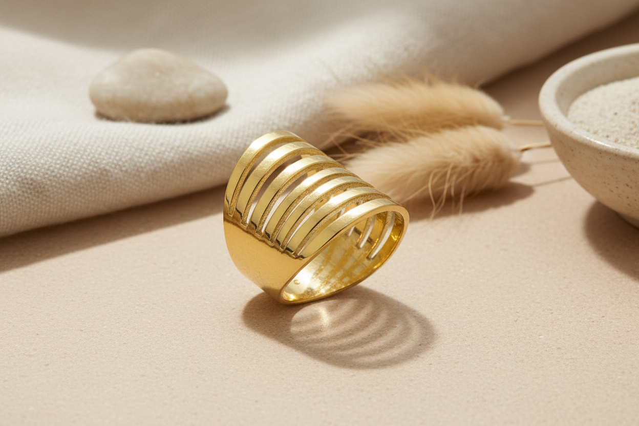Multi Strand Gold Ring - Elegant Gold Stainless Steel Design - Shopthatapp.ca