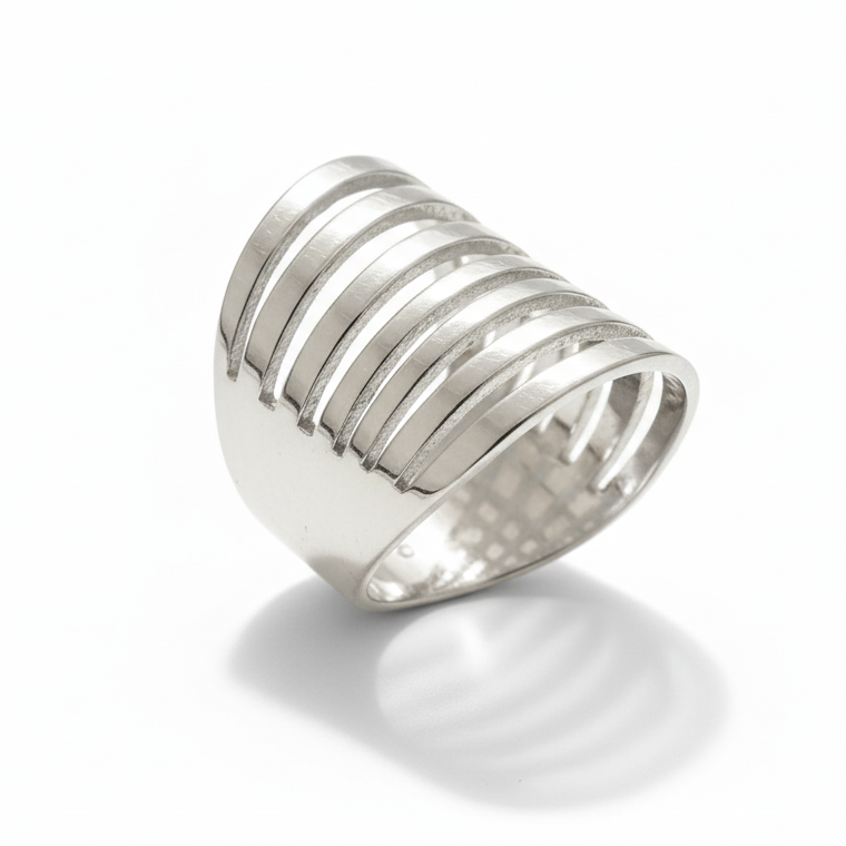 Multi Strand Ring Grey Stainless Steel - Elegant and Durable Design - Shopthatapp.ca