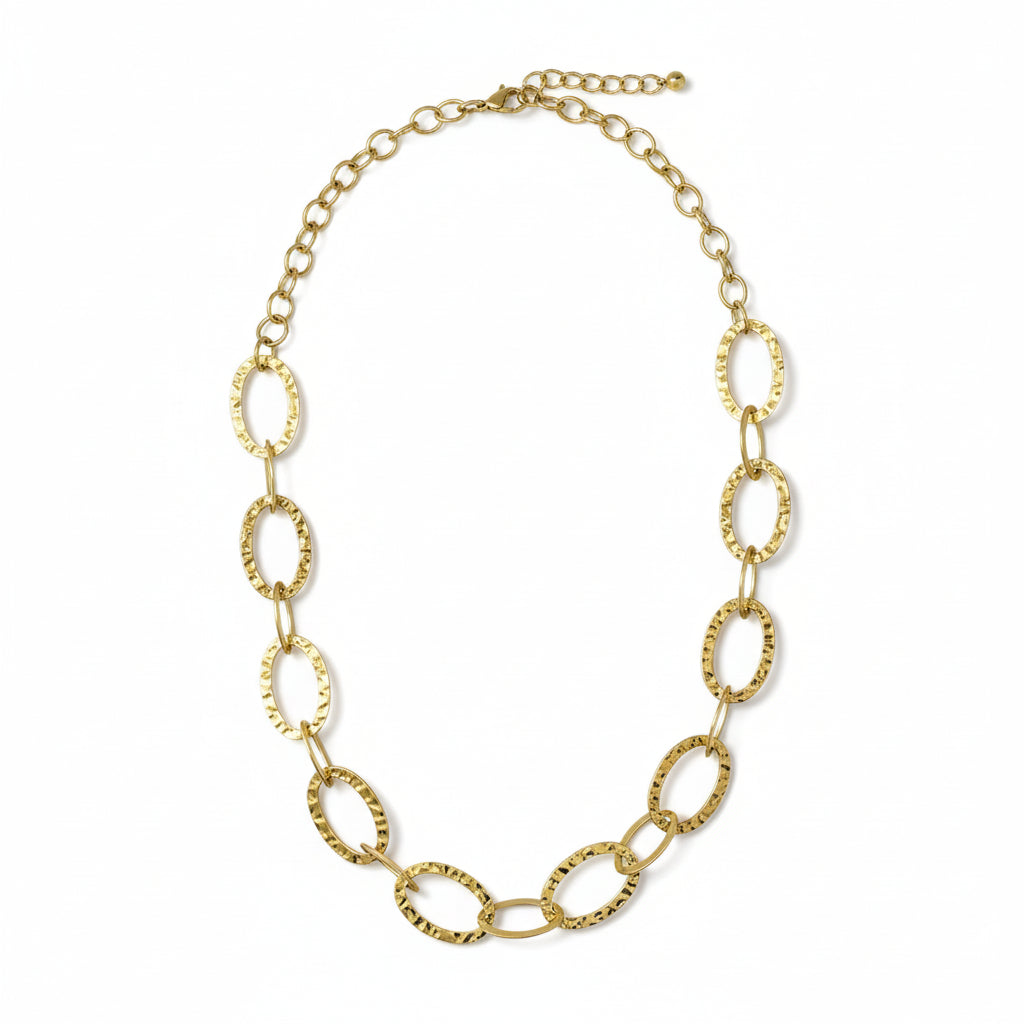 Linked Oval Necklace Gold - Stainless Steel Elegance - Shopthatapp.ca