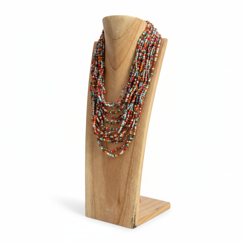 Multi Strand Necklace with Wooden Clasp - Shopthatapp.ca