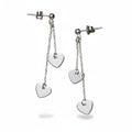 Double Drop Heart Chain Earrings in Silver Plate - SP406H - Shopthatapp.ca