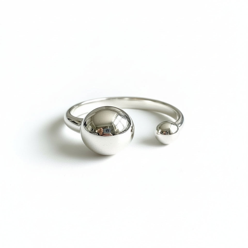 Open Ball Ring Grey Stainless Steel for Stylish Elegance - Shopthatapp.ca