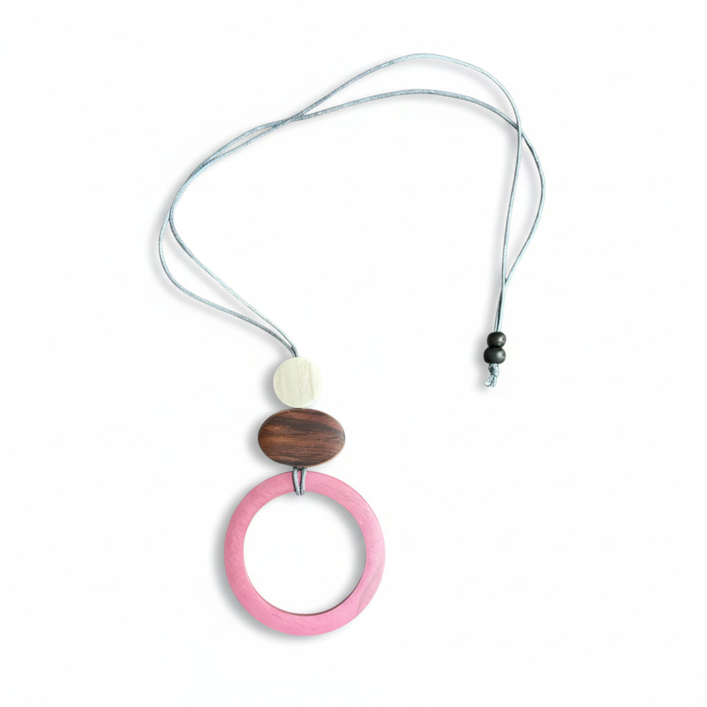 Wooden Circle Pendant Necklace - Unique Open Design - Shopthatapp.ca