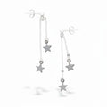 Double Drop Star Earrings in Silver Plate - SP406S - Shopthatapp.ca