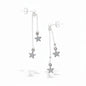Silver plated double drop star earrings by Suzie Blue Canada, featuring a stylish star design on a silver-toned earring.