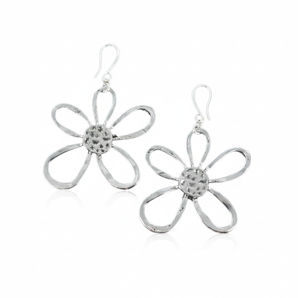 Open Flower Earrings Silver Plate - Delicate and Stylish Jewelry - Shopthatapp.ca