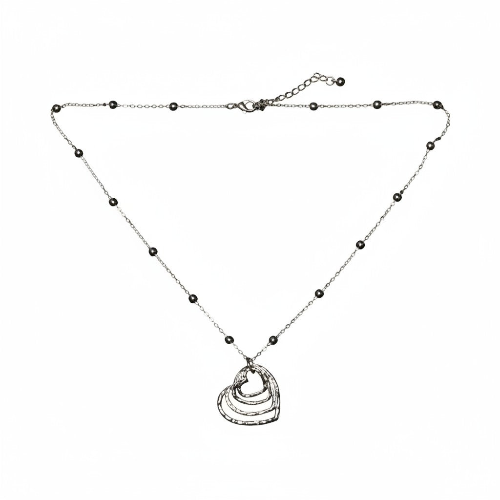 Stacked Heart Necklace Silver Plate - Elegant and Durable Jewelry - Shopthatapp.ca