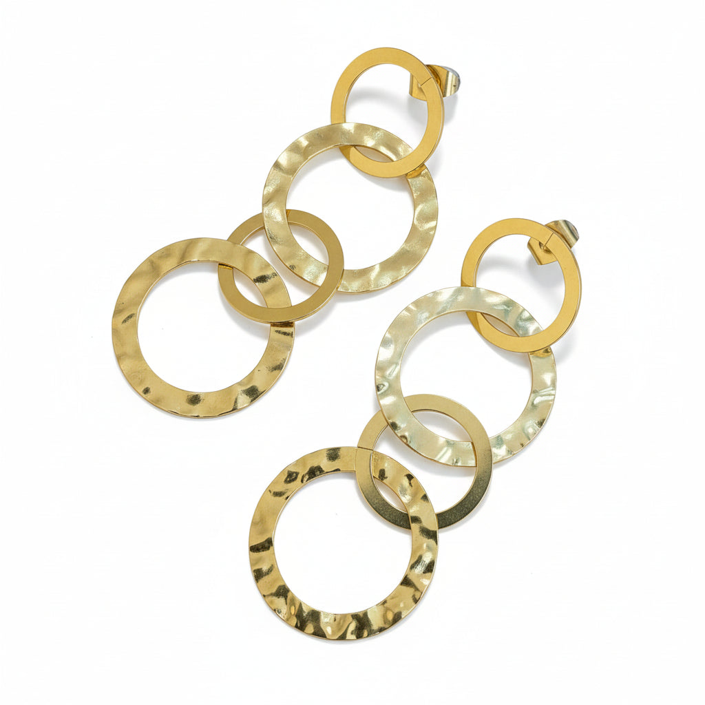 Linked Circle Earrings - Gold Stainless Steel - Shopthatapp.ca