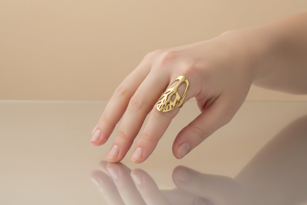 Oval Tree Ring Gold Stainless Steel - Elegant Nature-Inspired Jewelry - Shopthatapp.ca