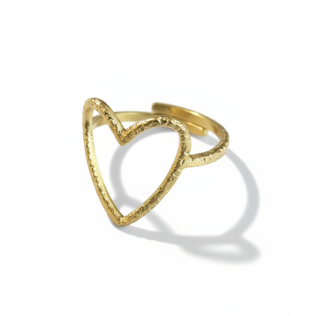Open Heart Ring Gold Stainless Steel - Elegant & Durable Design - Shopthatapp.ca