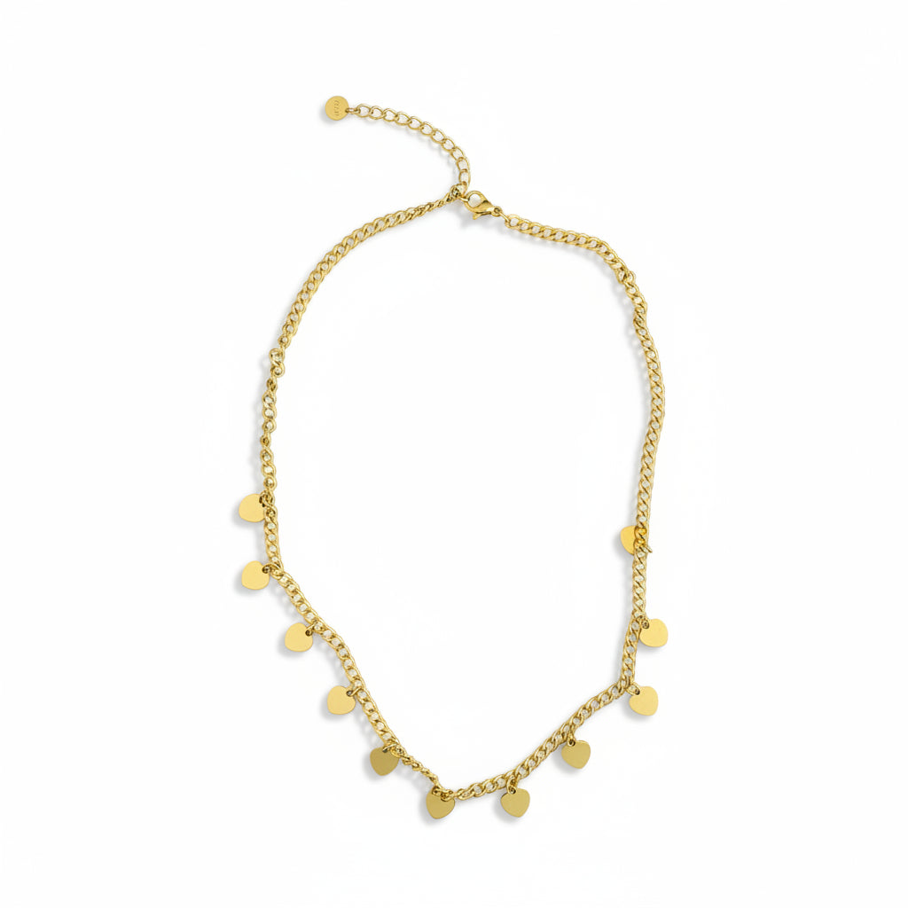 Multi Heart Charm Necklace - Gold Stainless Steel - Shopthatapp.ca