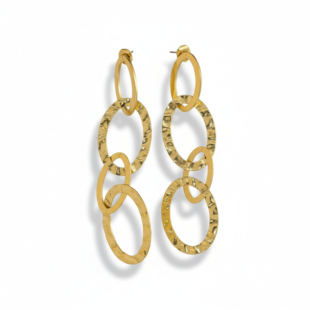 Linked Oval Earrings Gold Stainless Steel - Elegant Everyday Jewelry - Shopthatapp.ca