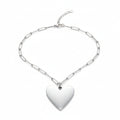 Short Chainlink Heart Necklace in Grey Stainless Steel - Shopthatapp.ca