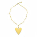 Short Chainlink Heart Pendant Necklace in Gold Stainless Steel - A Stunning Gold Stainless Steel Heart Necklace Gift for Her - Shopthatapp.ca