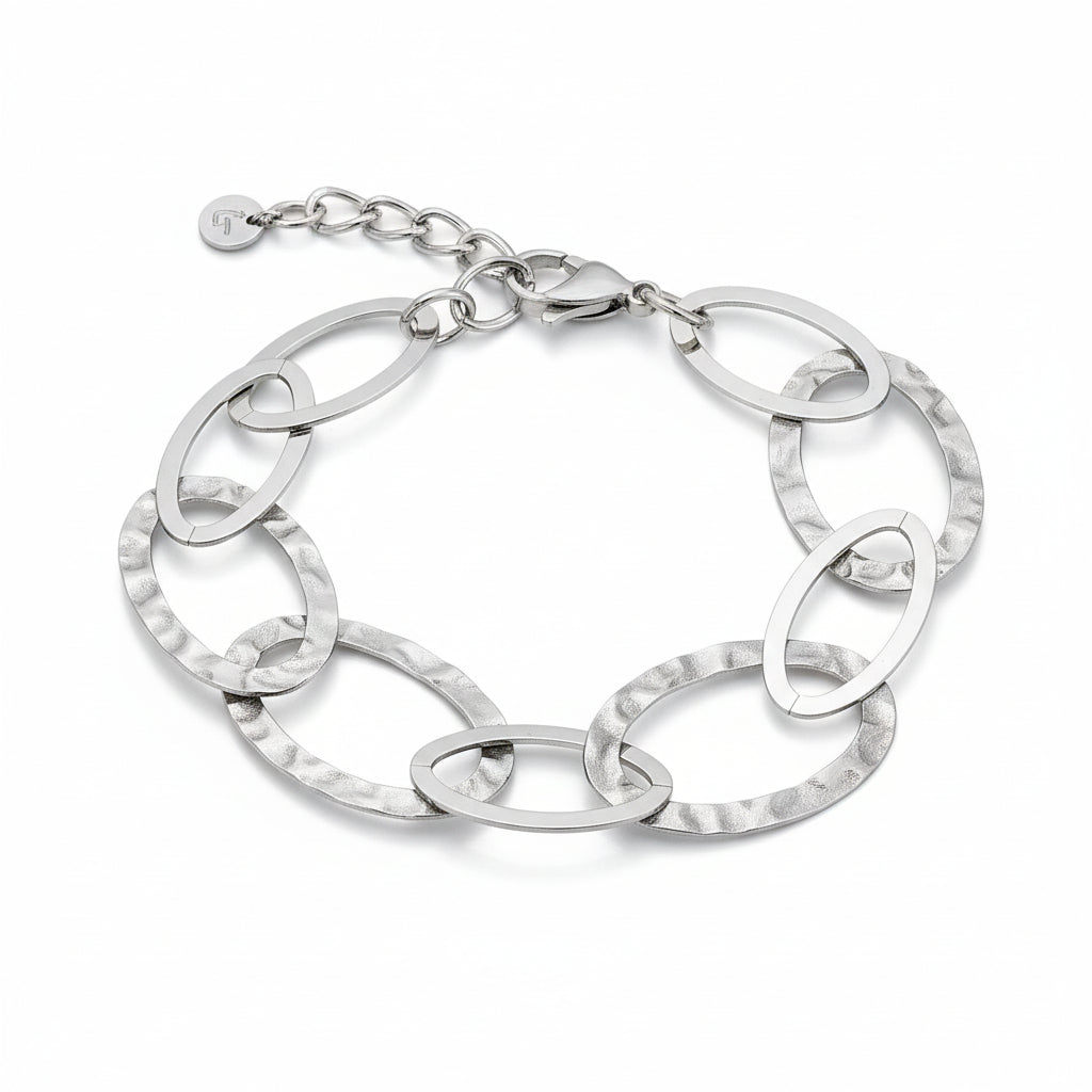 Linked Oval Bracelet - Grey Stainless Steel - Shopthatapp.ca