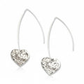 Hammered Heart Drop Earrings in Silver Plate - Shopthatapp.ca