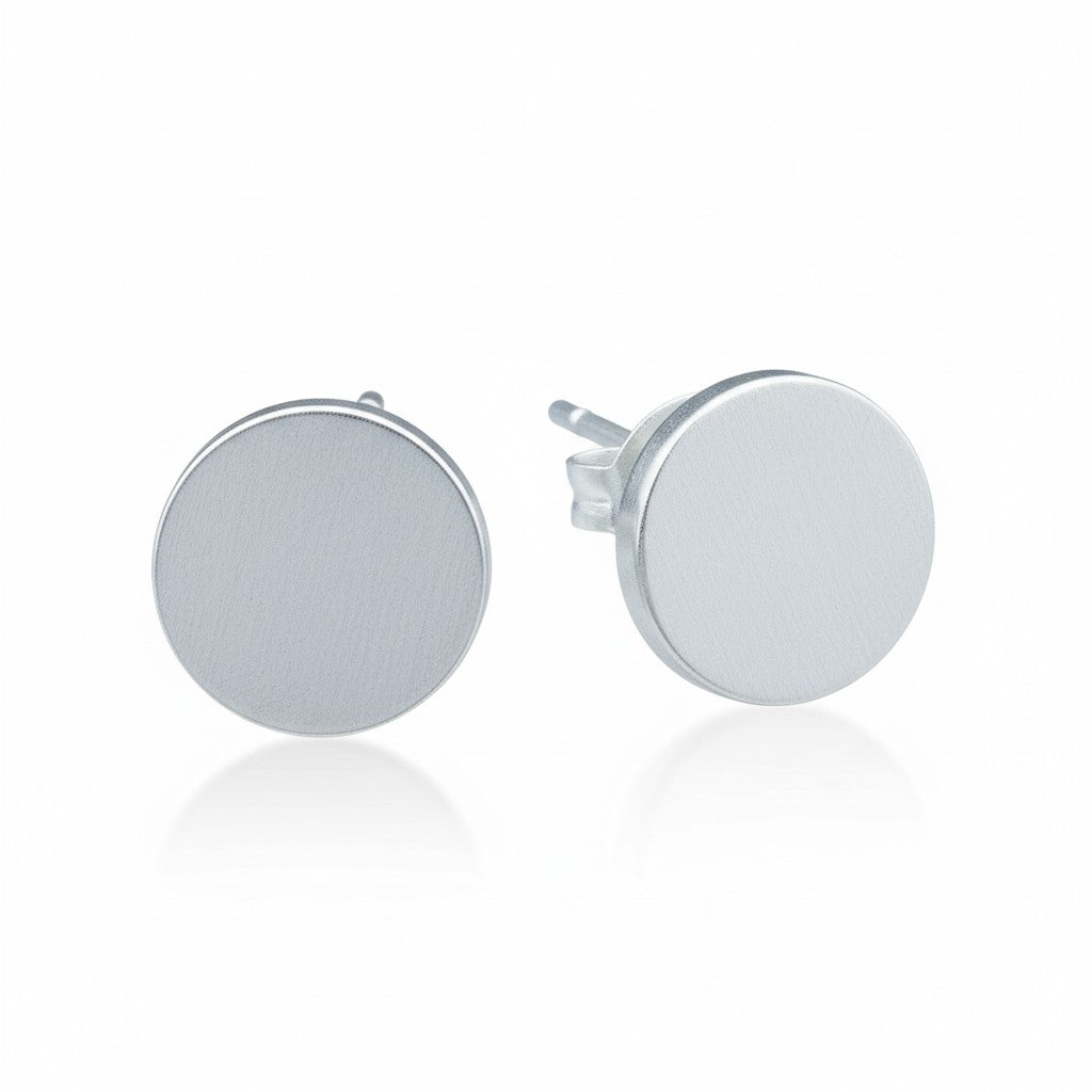 Simple Disc Silver Plate Stud Earrings - Shopthatapp.ca