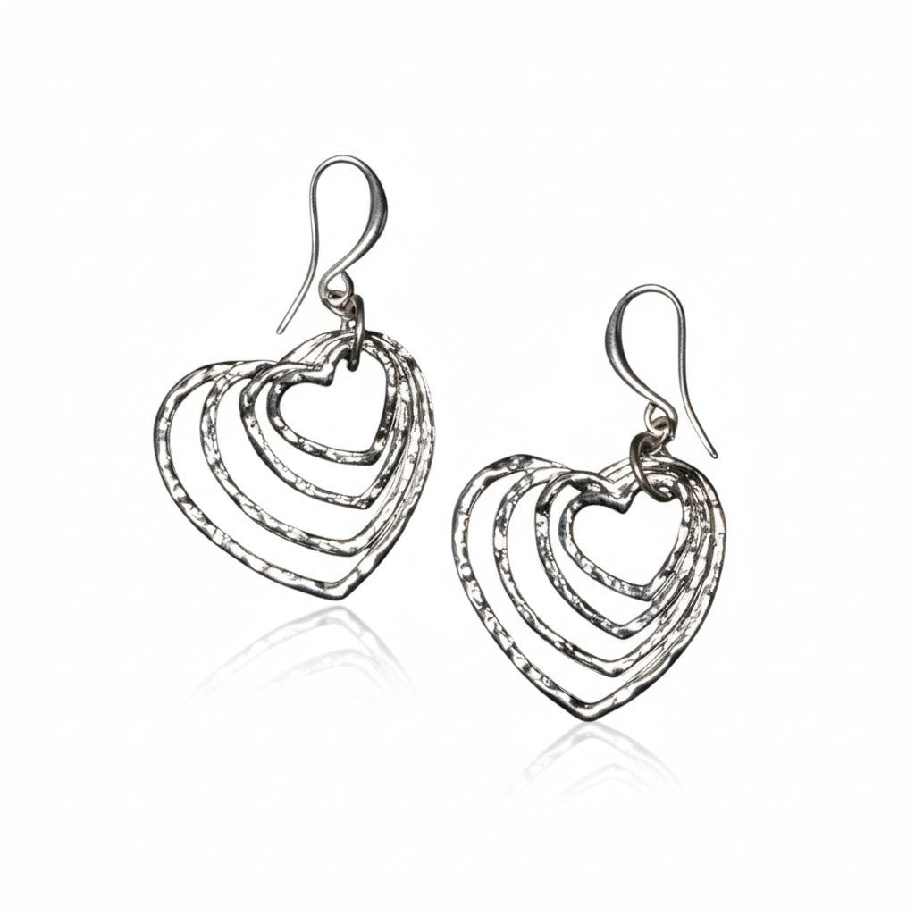 Stacked Heart Earrings Silver Plate for Elegant Style - Shopthatapp.ca