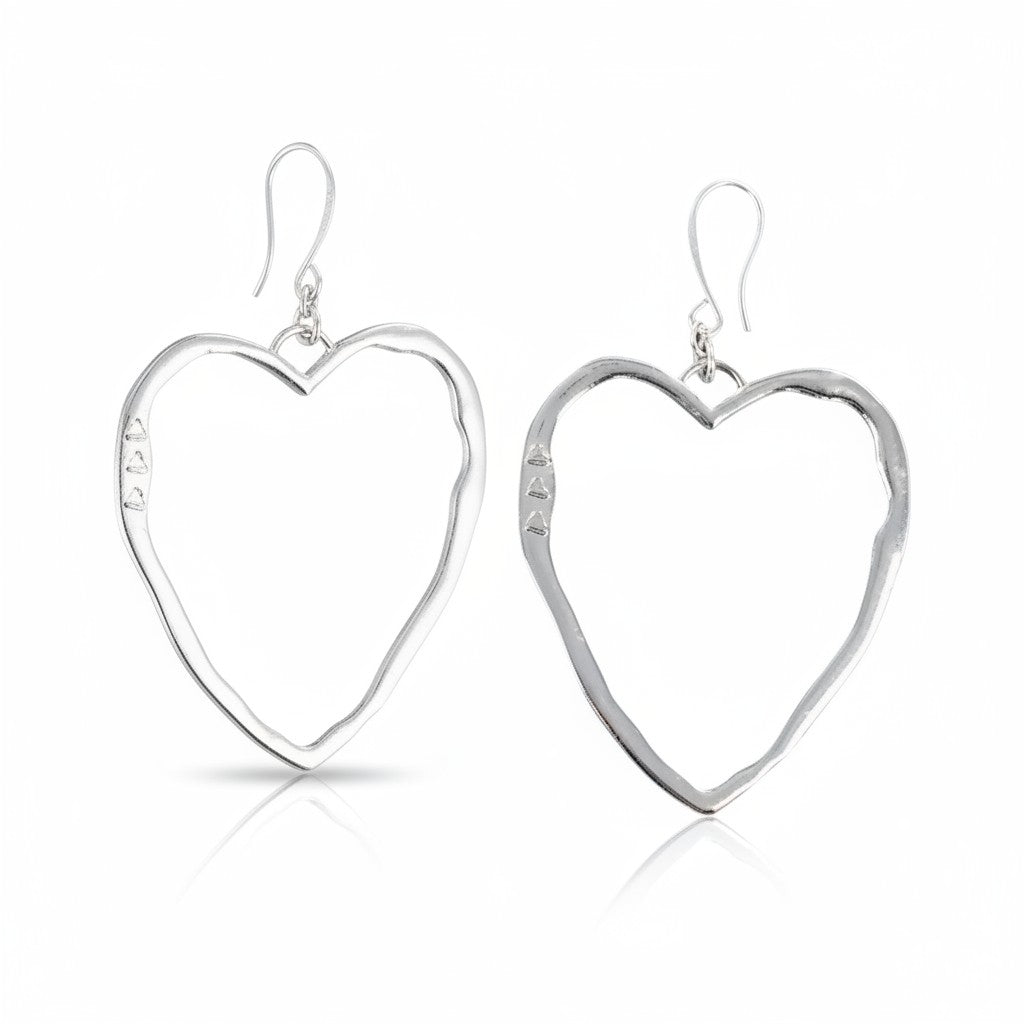 Open Heart Earrings Silver Plate for Elegant Style - Shopthatapp.ca