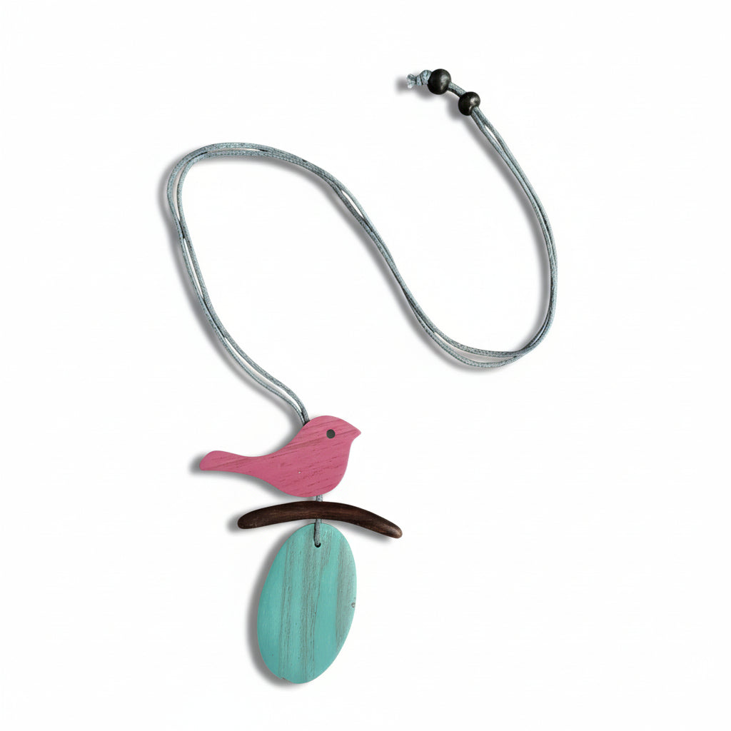 Wooden Bird Necklace on Branch - Unique Nature-Inspired Jewelry - Shopthatapp.ca