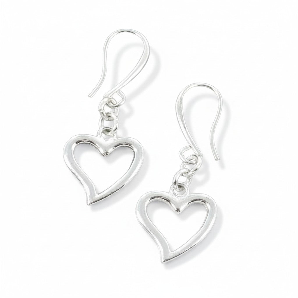 Heart Charm Earrings in Silver Plate - Shopthatapp.ca