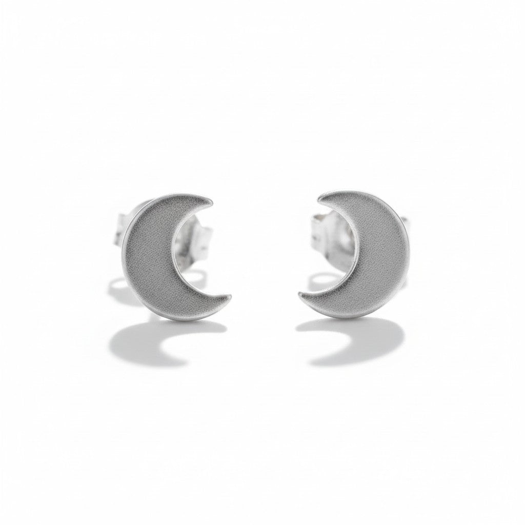 Moon Silver Plate Stud Earrings - Shopthatapp.ca