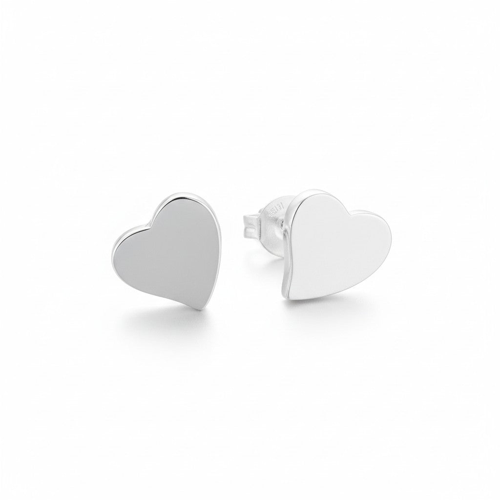 Asymmetric Heart Silver Plate Stud Earrings for Stylish Elegance - Shopthatapp.ca