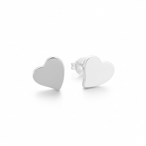 Asymmetric Heart Silver Plate Stud Earrings for Stylish Elegance - Shopthatapp.ca