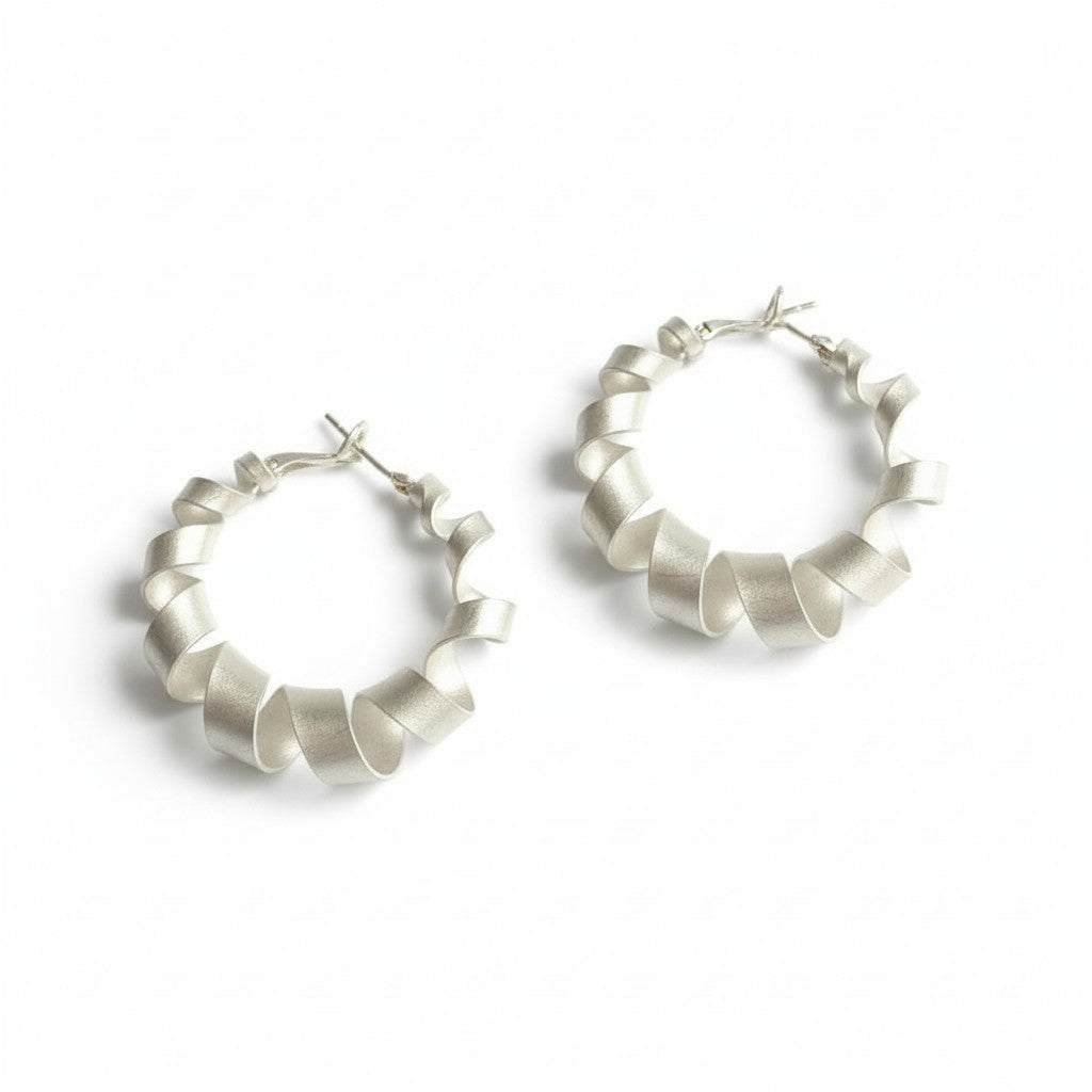 Spiral Hoop Stud Earrings - Silver Plate - Shopthatapp.ca