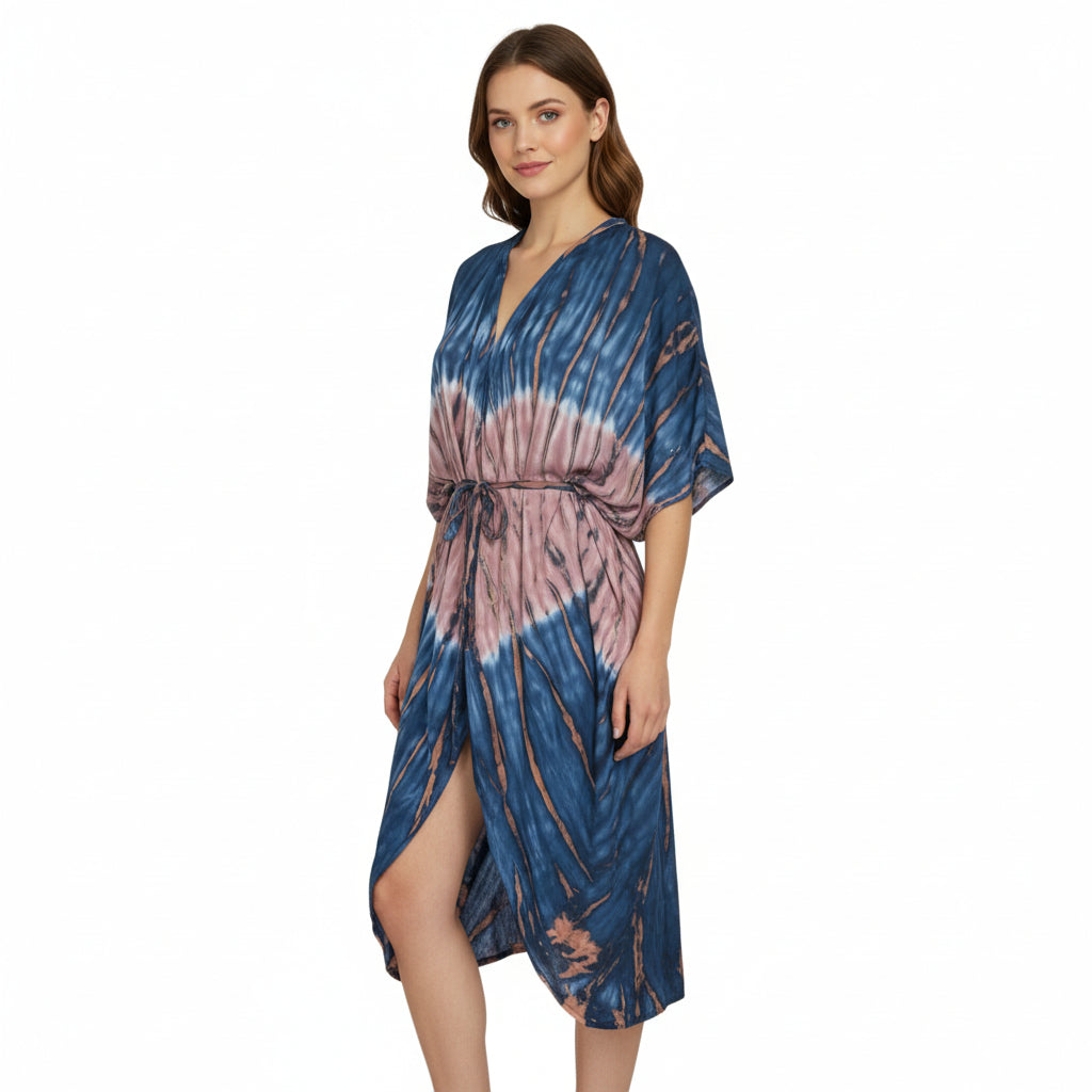 Tie Dye Kimono Blue Pink - Chic Ombre Fashion in Lapis Style - Shopthatapp.ca