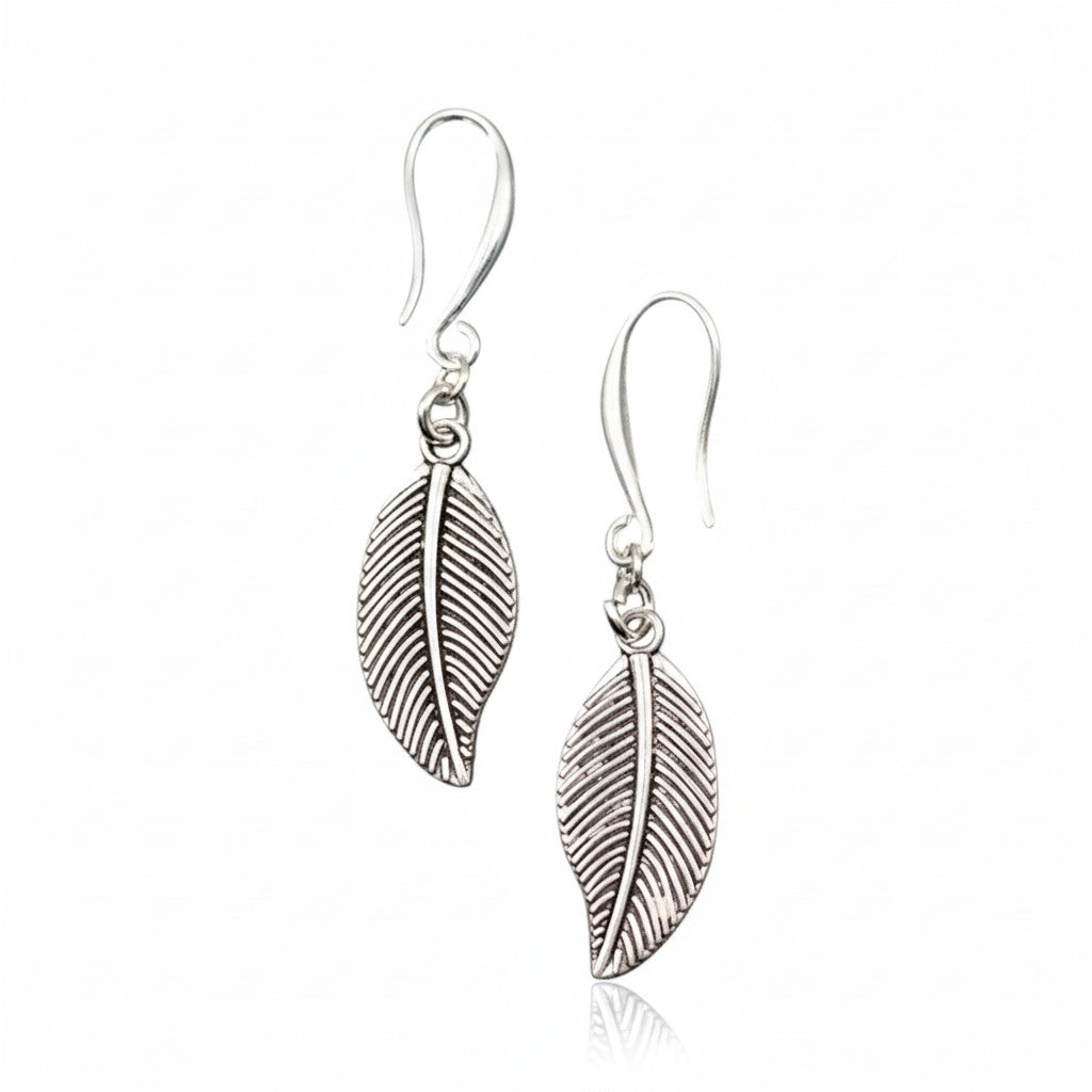 Silver Leaf Charm Earrings - Elegant Silver Plate Leaf Jewelry - Shopthatapp.ca