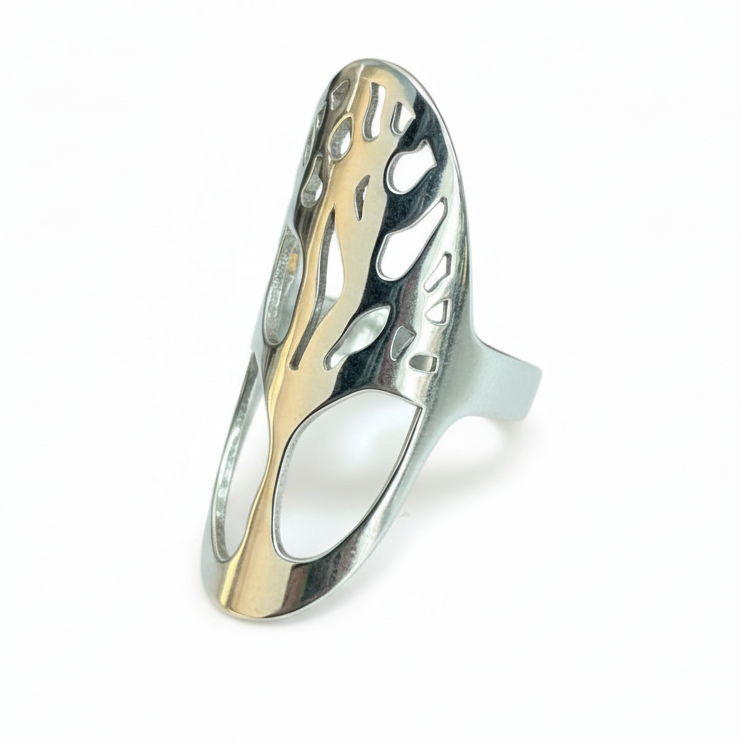 Oval Tree Ring Grey Stainless Steel for Contemporary Home Decor - Shopthatapp.ca