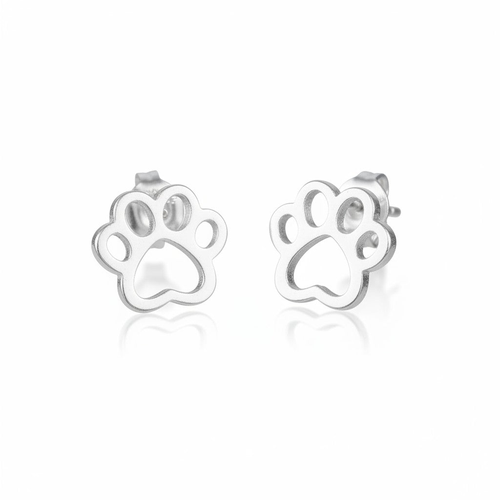 Paw Stud Earrings in Silver Plate for Pet Lovers - Shopthatapp.ca