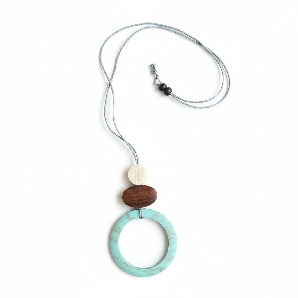 Wooden Circle Pendant Necklace - Unique Open Design - Shopthatapp.ca
