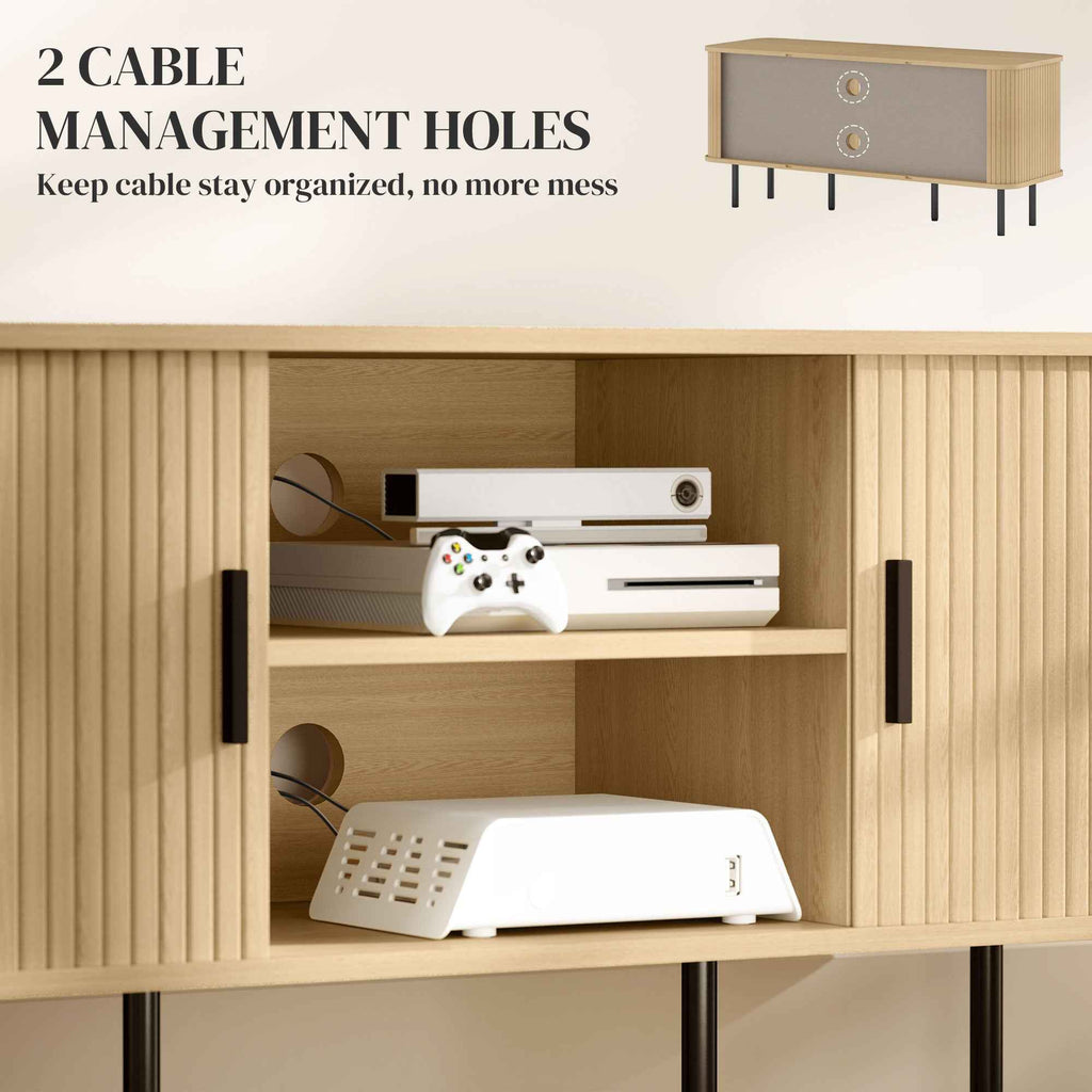 Darcy TV Stand with Storage Shelves and Cabinets for TVs up to 55 Inches-Oak Tone