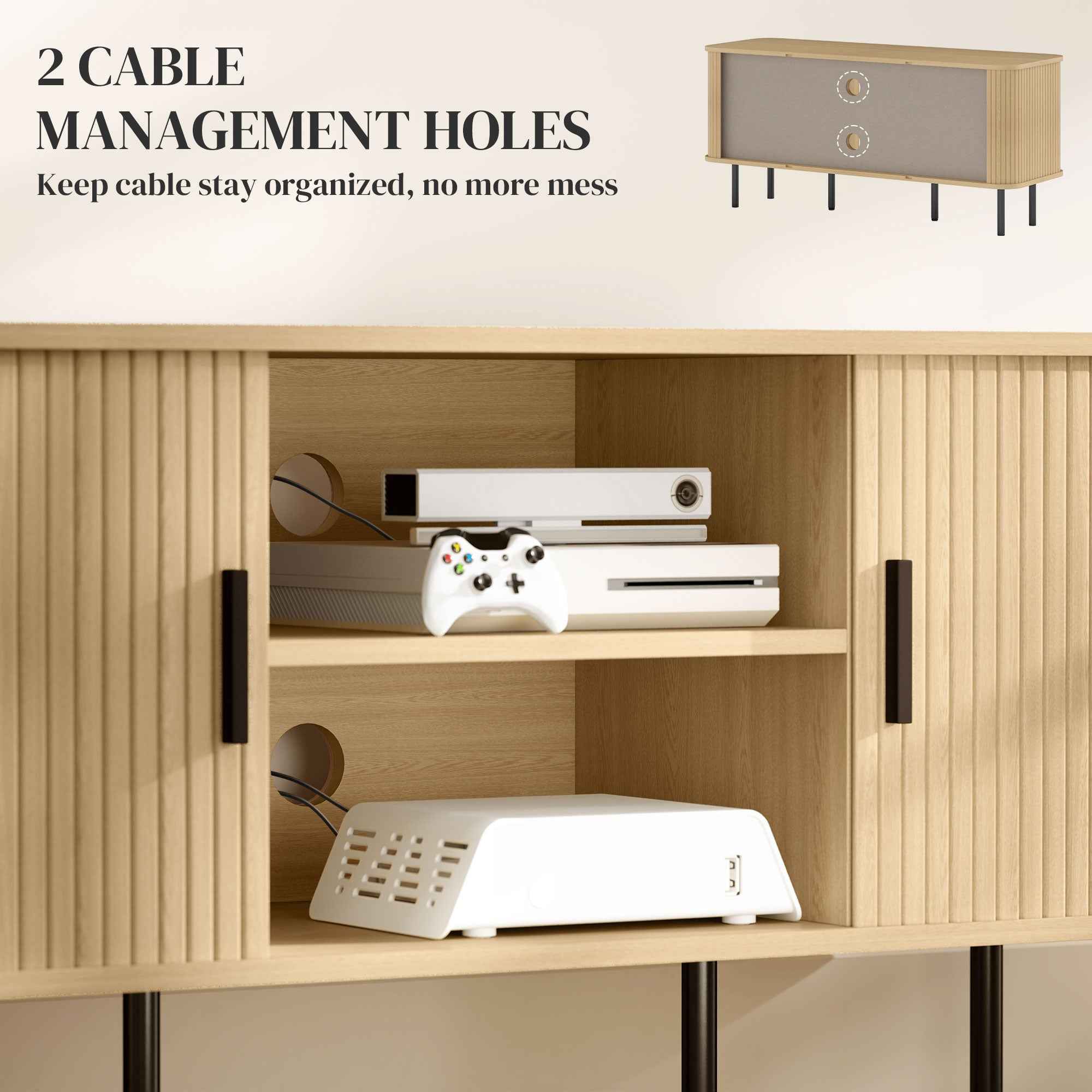 Darcy TV Stand with Storage Shelves and Cabinets for TVs up to 55 Inches-Oak Tone