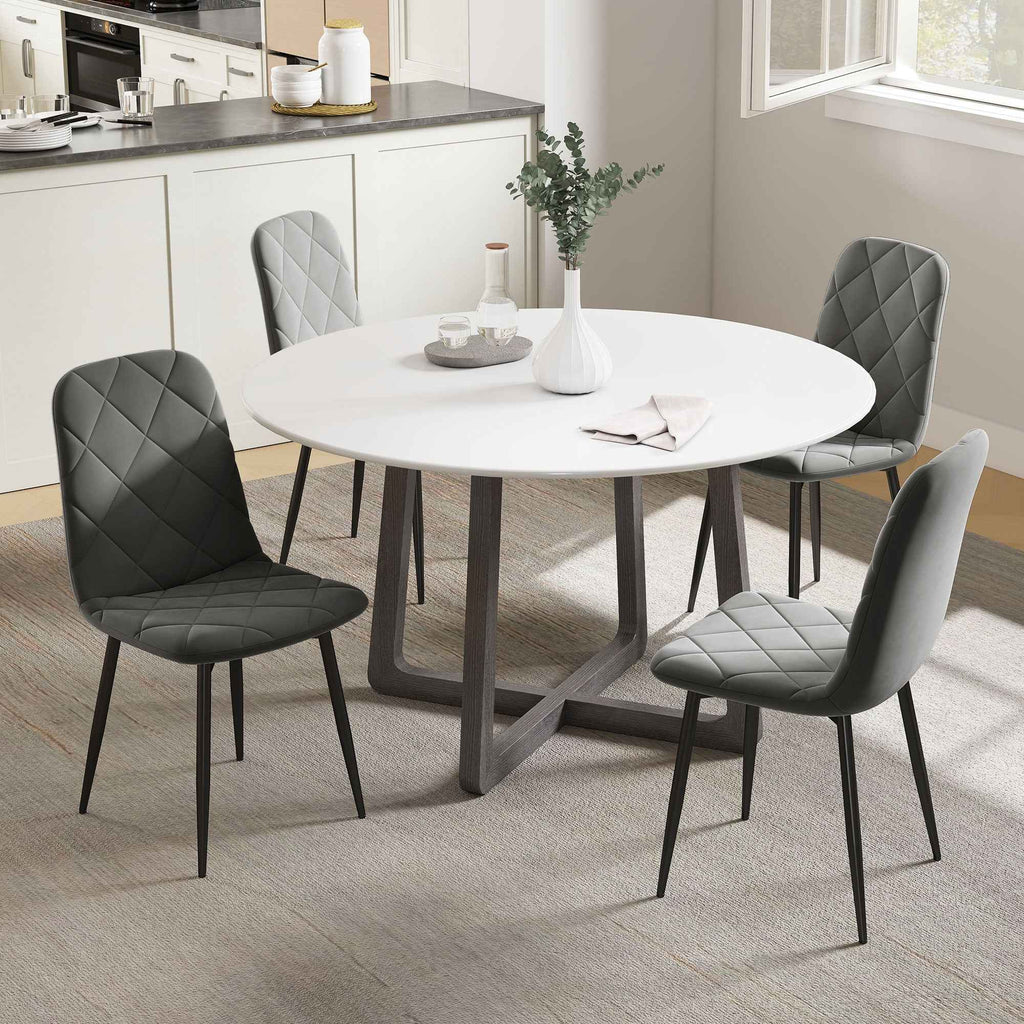 Arbor Upholstered Dining Chairs with Steel Legs-Set of 4-Grey