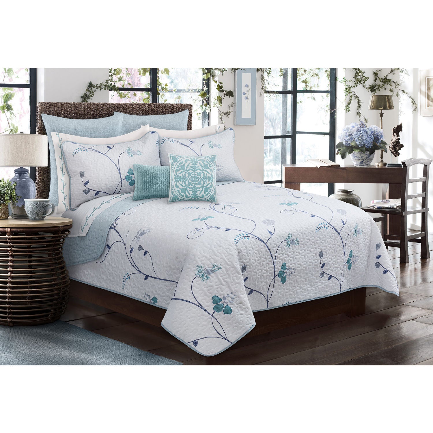 Quilt Bedding Set Queen - Woven 3 Piece Set Double/Queen Whisper - Shopthatapp.ca