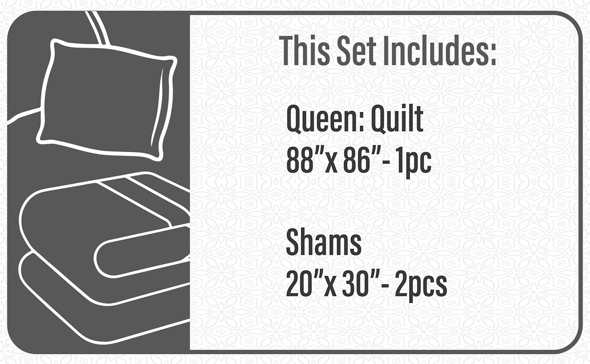 Quilt Bedding Set Queen - Woven 3 Piece Set Double/Queen Whisper - Shopthatapp.ca
