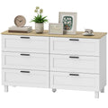 Martha 47" Wide Modern Dresser with 6 Drawers for Bedroom, Living Room and Entryway-White