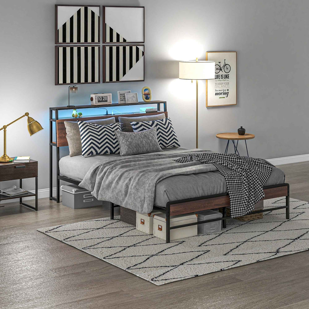 Logan Queen Size Bed Frame with LED Lights