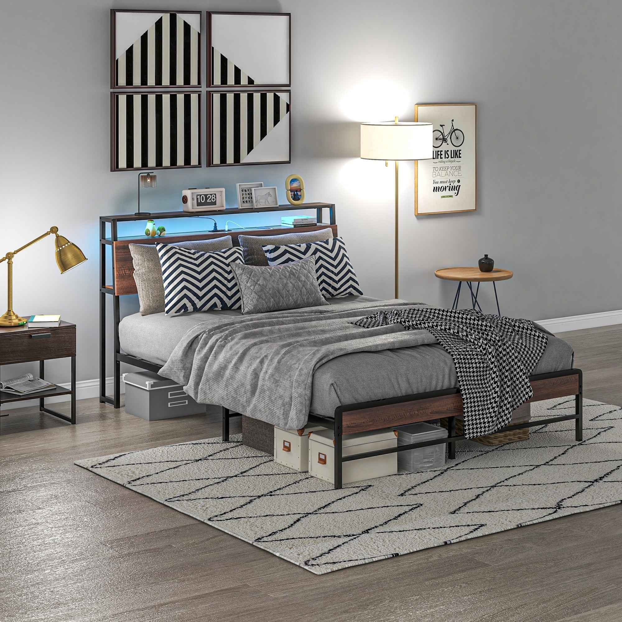 Logan Queen Size Bed Frame with LED Lights