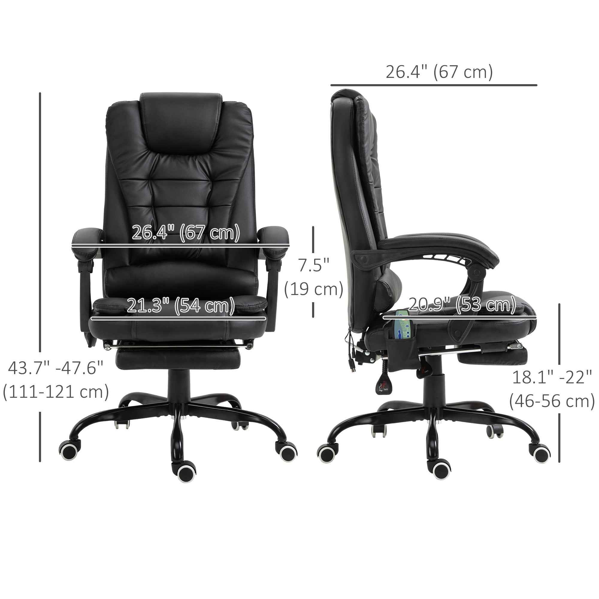 Declan Executive Office Chair with 7-Point Massage and Reclining Features-Black