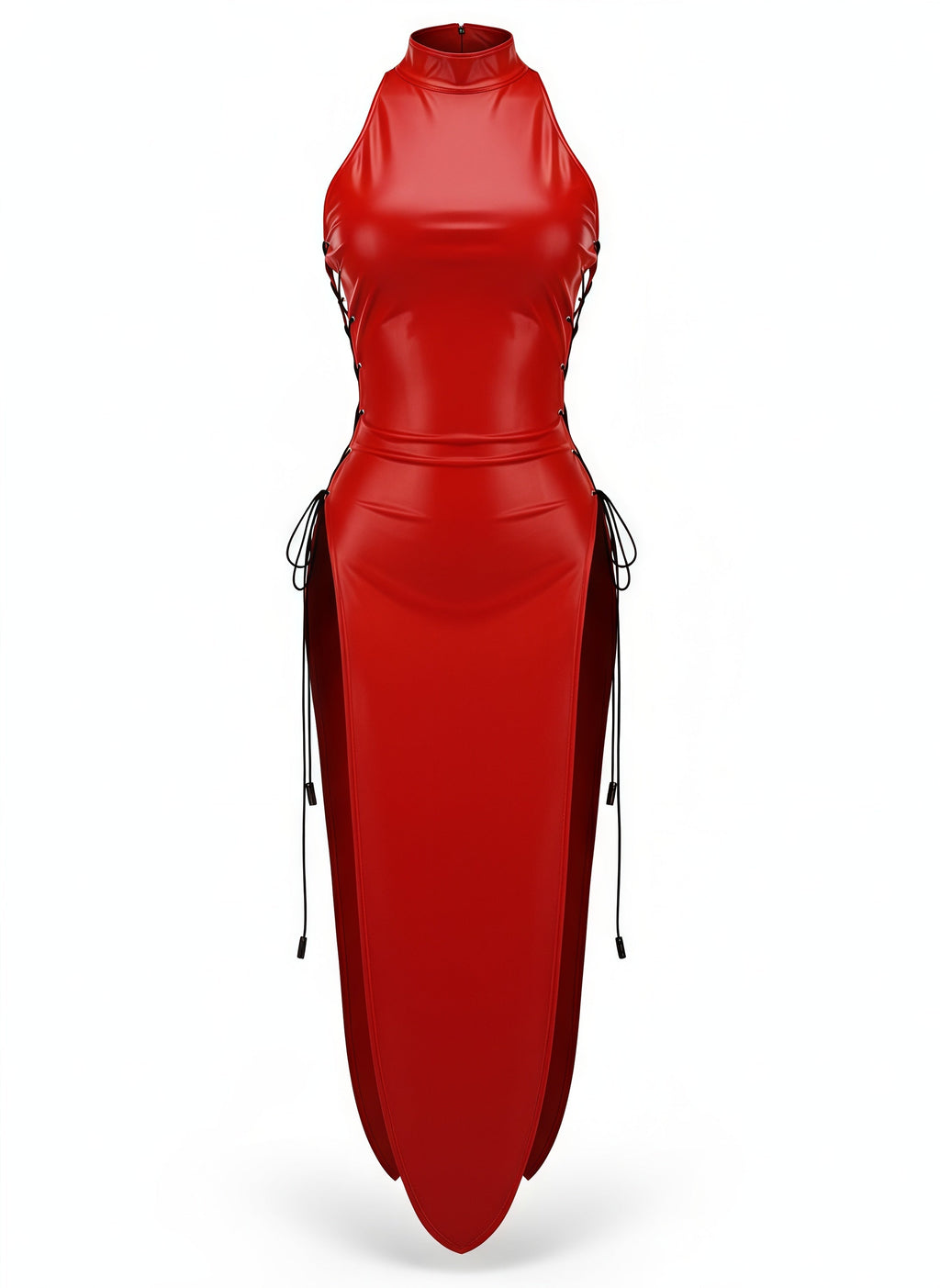 Vintage PU Leather Satin Cheongsam Lingerie Sexy Party Dress Costume - Shopthatapp.ca