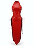 Vintage PU Leather Satin Cheongsam Lingerie Sexy Party Dress Costume - Shopthatapp.ca
