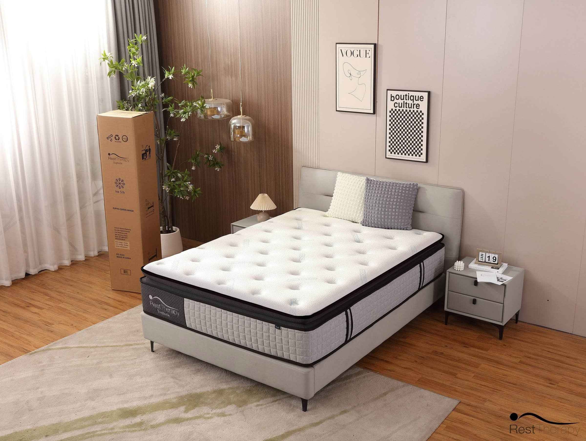 14" Euphoria Cooling Pillow Top Plush Hybrid Mattress – Gel Memory Foam & Pocket Coils