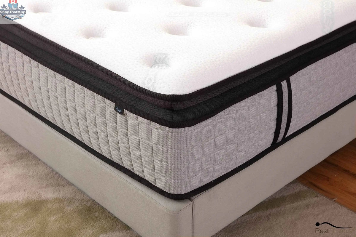 14-inch Euphoria Hybrid Mattress by SLOTH Nation with plush cooling pillow top, gel memory foam, and pocket coils for comfort.